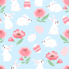 Wall Mural - Decorative easter background with rabbits