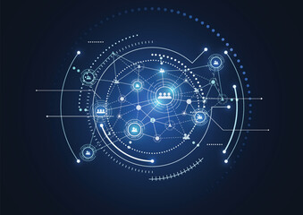 Wall Mural - abstract technology innovation communication concept digital blue design background. vector illustra