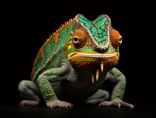 A Lizard With Orange And Green Spots