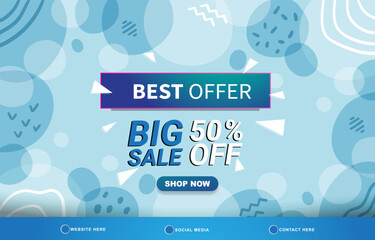  best offer big sale discount template banner with copy space for product sale with abstract gradient blue and white background design