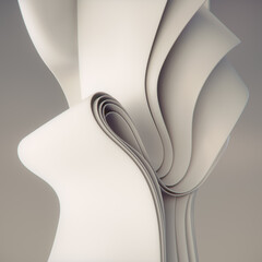 Poster - Smooth wave 3d rendering digital illustration of white fabric stripes in the wind. Modern background