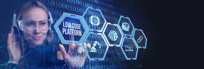 Low Code software development platform technology concept.