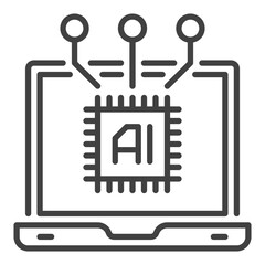 Poster - Laptop with AI vector Artificial Intelligence linear icon or symbol