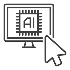 Poster - Mouse Cursor on Ai Computer vector Artificial Intelligence linear icon or symbol