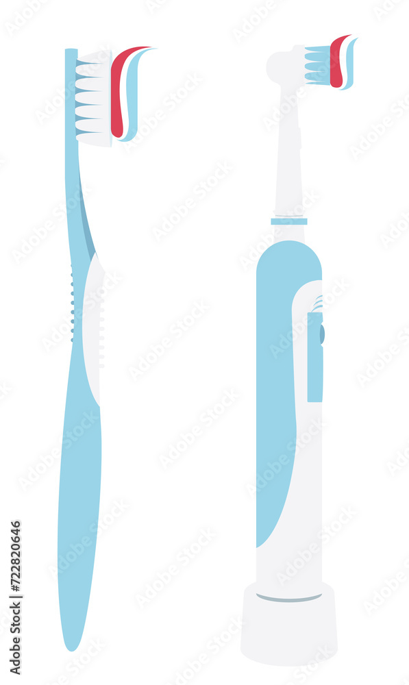 Dental concept. Toothbrushes with toothpaste isolated on transparent ...