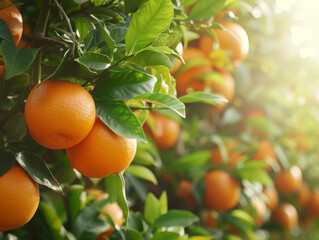 Canvas Print - Ripe oranges drenched in sunlight, promising a sweet, tangy flavour.