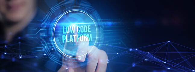 Low Code software development platform technology concept.