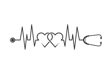 Wall Mural - Stethoscope Heart Vector, Medical Stethoscope Heart Shape Vector, Stethoscope Pulse Vector, Heart Health Stethoscope Icon, Medical tools Vector, Stethoscope typography, Doctor, Nurse, Doctor