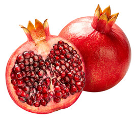 Wall Mural - Red Pomegranate isolated on white background, Pomegranate on White Background PNG File.