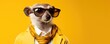 animal dressed as a doctor on yellow background