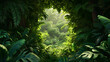Green jungle with trees and ferns