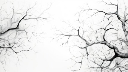 Wall Mural - tree roots on white background