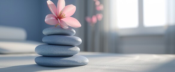 Wall Mural - zen stones and flower