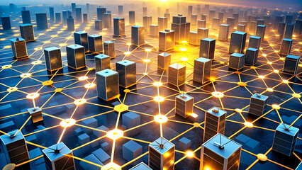 A blockchain network with a variety of nodes.