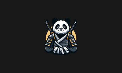 Wall Mural - panda wearing uniform samurai vector logo design