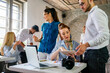 © NDABCREATIVITY - Creative managers crew, business people, designer working with new startup project in office.