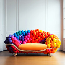 A Colorful Designer Sofa Made Of Colorful Soft Balls.34
