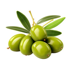 Wall Mural - green olives isolated on white