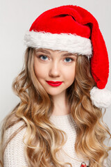  Beautiful female model wear santa hat