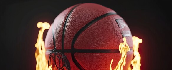 Wall Mural - basketball on fire