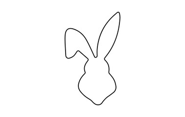 Wall Mural - Rabbit head outline. Easter Bunny. Isolated on a white background. A simple black icon of hare. Cute animal. Ideal for logo, emblem, pictogram, print, design element for greeting card, invitation.