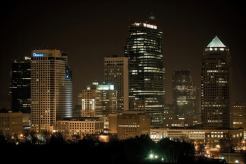 Wall Mural - City skyline at night, city center