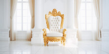 Dazzling White Room Finish With Baroque Interior, Close-up Of Sculpture Against Wall,

