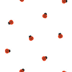 Wall Mural - Seamless pattern with red ladybugs