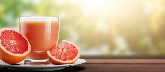Leinwandbilder - Frutochino Grapefruit coffee in a glass with a slice of grapefruit. Creative Banner. Copyspace image