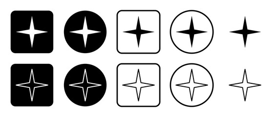 Canvas Print - Icon set of star symbol. Filled, outline, black and white icons set, flat style.  Vector illustration on white background