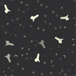 Seamless pattern with stars, angle grinder symbols on black background. Night sky. Vector illustration on black background