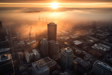 Wall Mural - View from the top of the building in the morning light