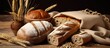 Homemade cooking made from whole wheat and grains with breads. Creative Banner. Copyspace image