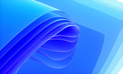 Poster - 3d rendering of blue abstract layered crystal glass background.