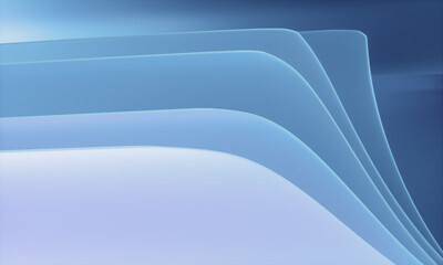 Poster - 3d rendering of blue abstract layered crystal glass background.