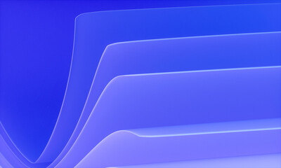 Poster - 3d rendering of blue abstract layered crystal glass background.