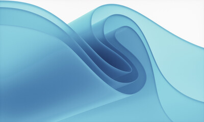 Poster - 3d rendering of blue abstract layered crystal glass background.