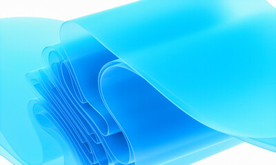 Poster - 3d rendering of blue abstract layered crystal glass background.
