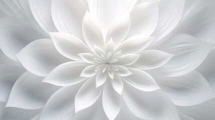 Wall Mural - Abstract geometric flower wallpaper: elegant minimal design with light grey shadow - sacred geometry mandala for packaging or display. 3d fractal rendering for technology or luxury concept