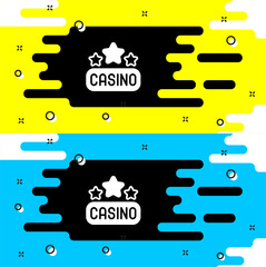 Wall Mural - White Casino signboard icon isolated on black background. Vector