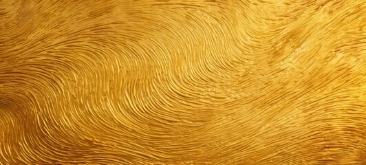 Wall Mural - Abstract gold acrylic painted fluted 3d painting texture luxury background banner on canvas - Golden waves swirls