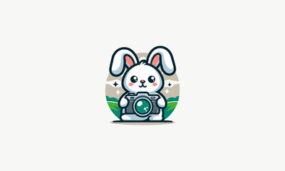 rabbit hold camera vector logo design