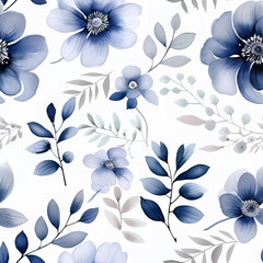  Blue White Floral Elements