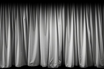 Sticker - A simple black and white photo of a curtain. Suitable for various design projects