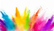 © netsay - Colorful rainbow holi paint color powder explosion isolated on white wide panorama background