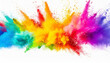 © netsay - Colorful rainbow holi paint color powder explosion isolated on white wide panorama background