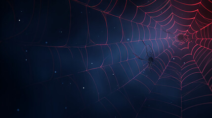 Wall Mural - spider web blue and red background