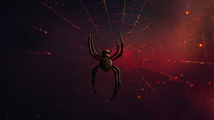 Wall Mural - spider web blue and red background generated with ai