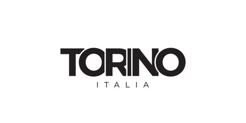 Wall Mural - Torino in the Italia emblem. The design features a geometric style, vector illustration with bold typography in a modern font. The graphic slogan lettering.