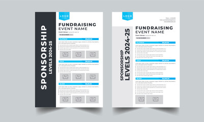 Sponsorship Levels Fundraising Flyers design layout template with 2 Style design